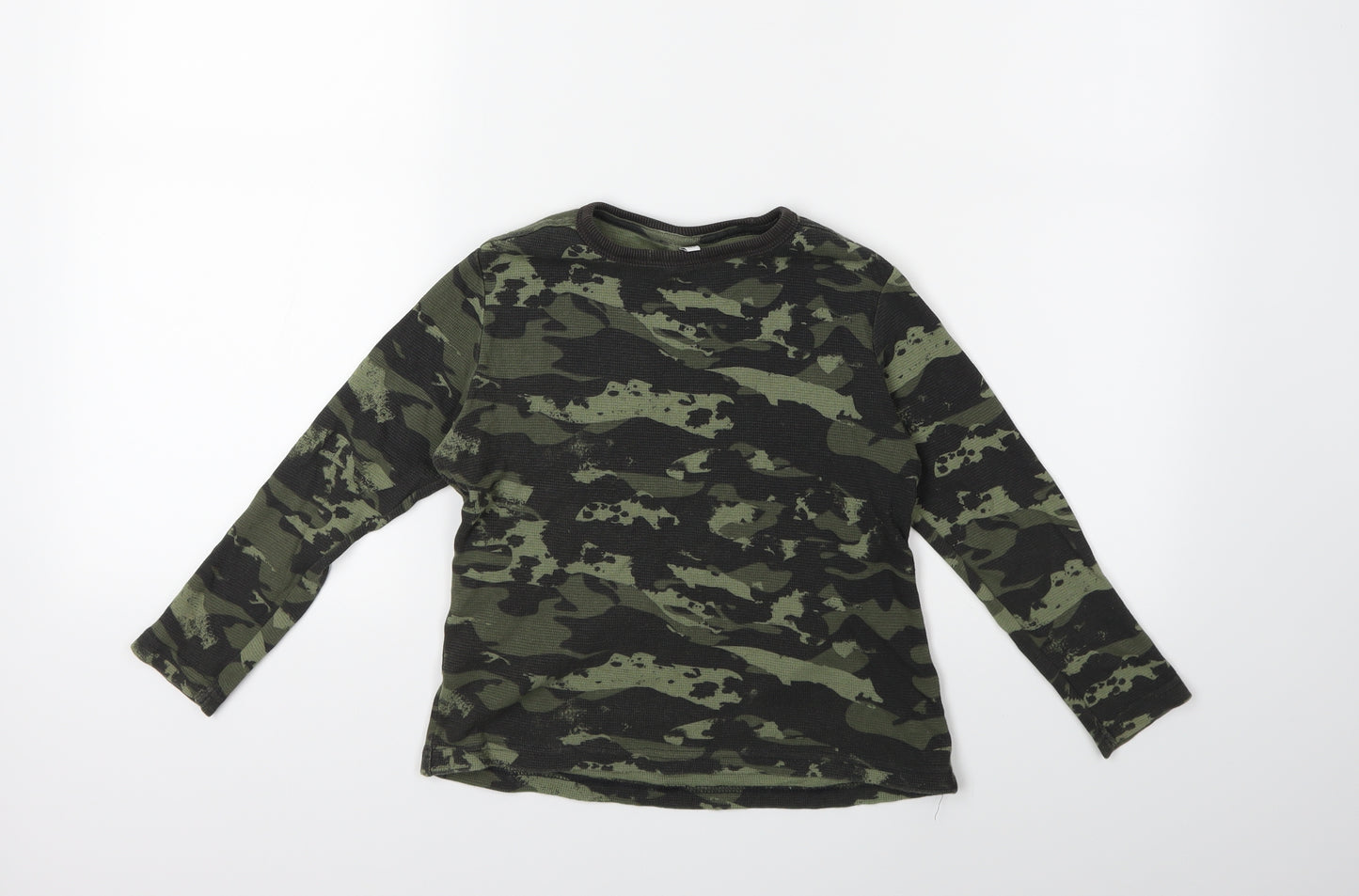 Marks and Spencer Boys Green Camouflage  Basic T-Shirt Size 5-6 Years