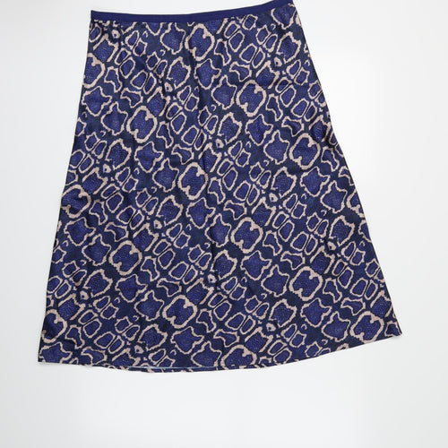 Marks and Spencer Womens Blue Animal Print  A-Line Skirt Size 14