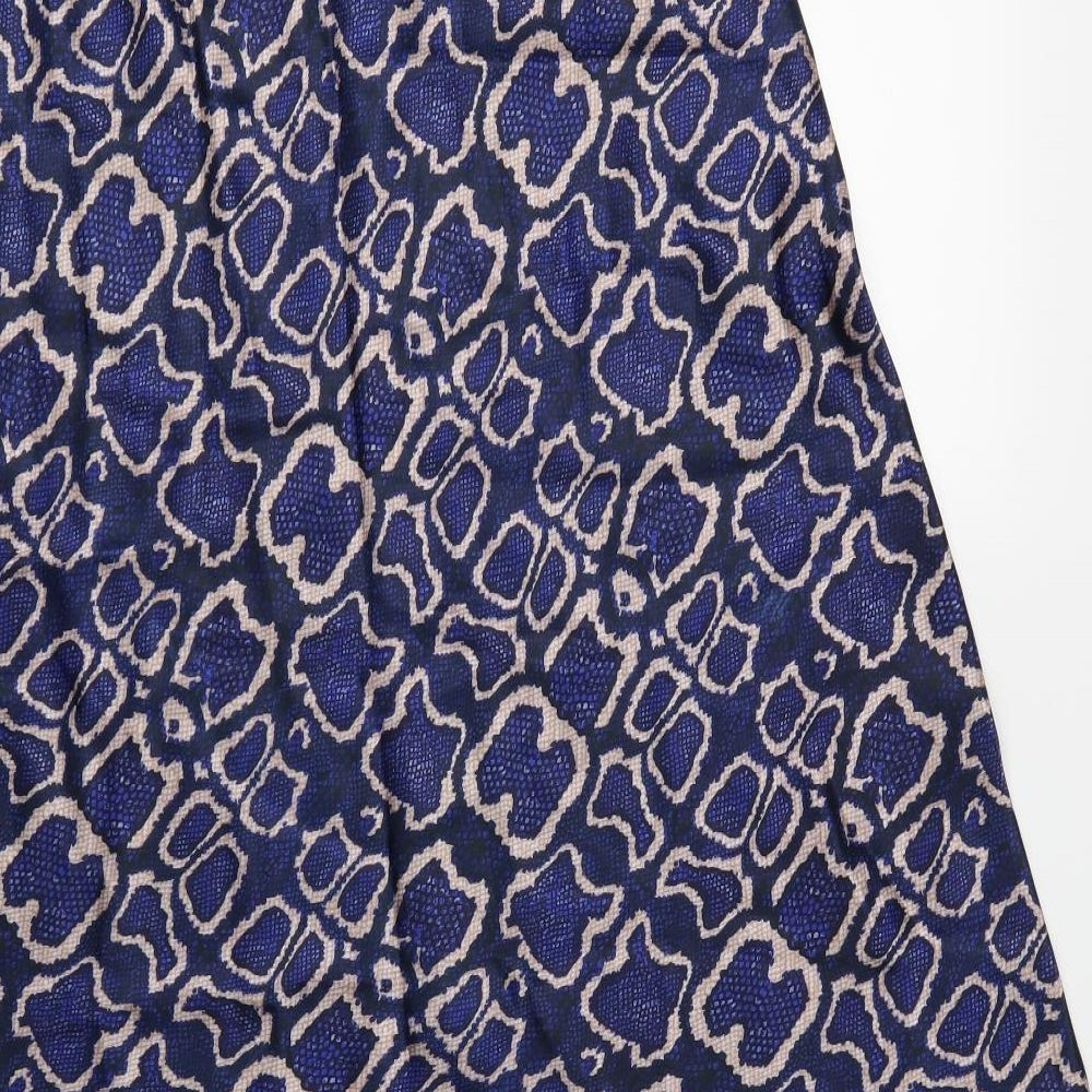 Marks and Spencer Womens Blue Animal Print  A-Line Skirt Size 14