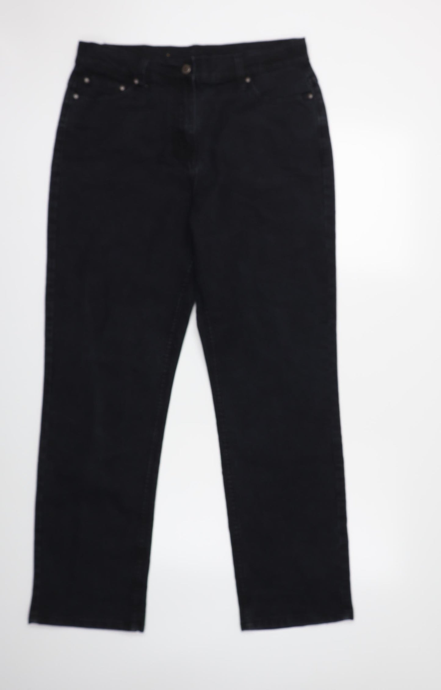 Cotton Traders Womens Black  Denim Straight Jeans Size 14 L30 in
