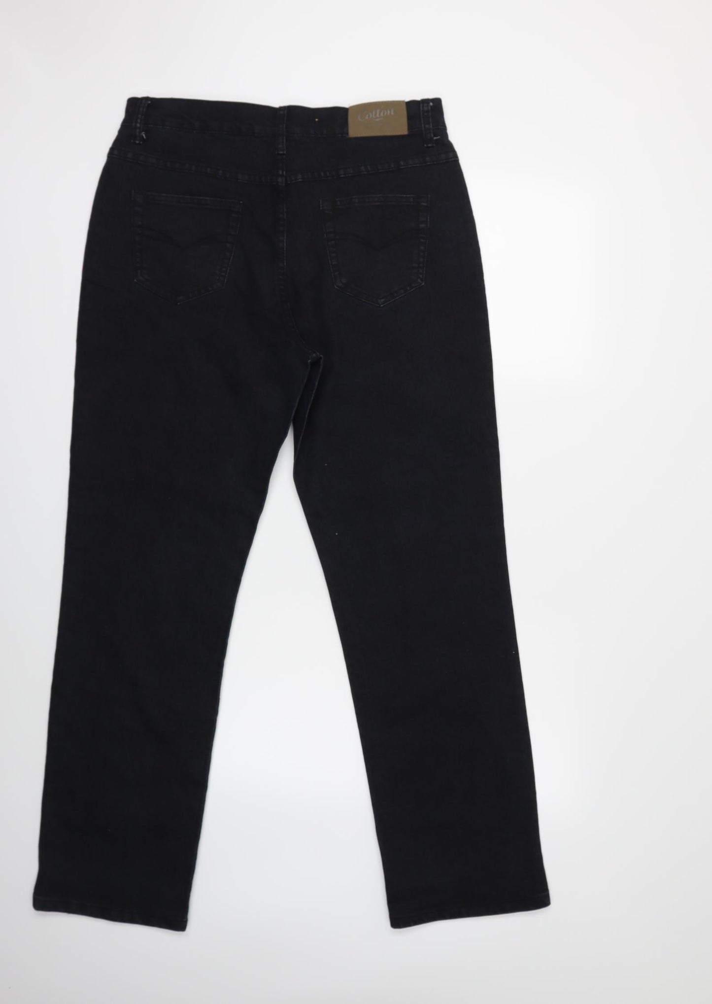 Cotton Traders Womens Black  Denim Straight Jeans Size 14 L30 in