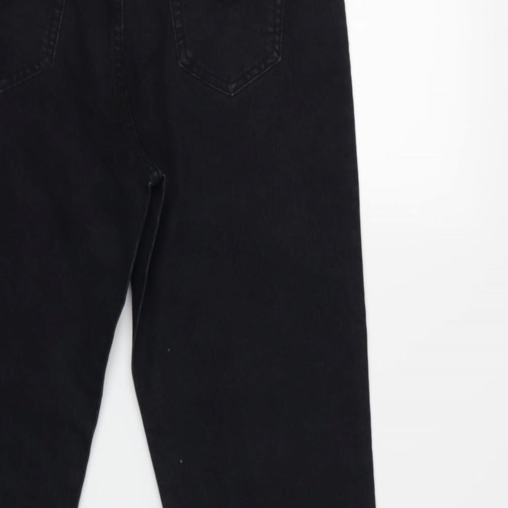 Cotton Traders Womens Black  Denim Straight Jeans Size 14 L30 in