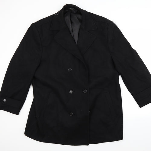 Jack Reid Mens Black   Overcoat Coat Size XL