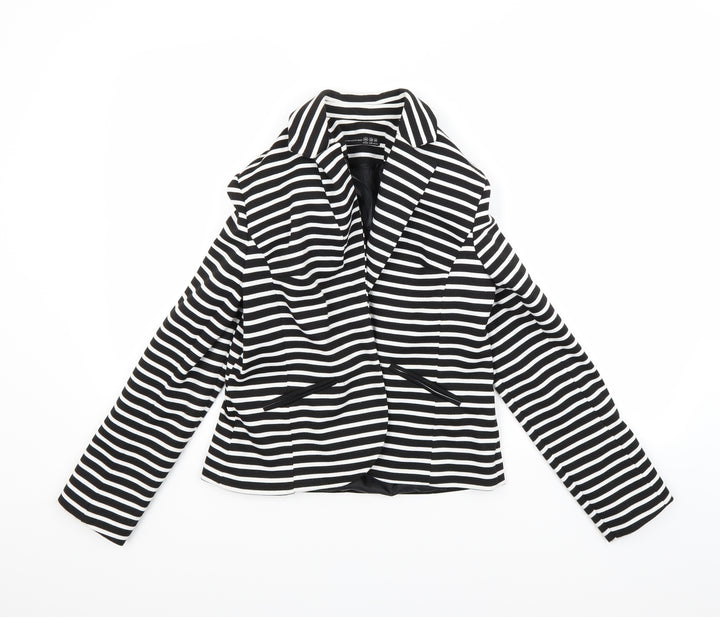 Atmosphere Womens White Striped Jacket Size 10