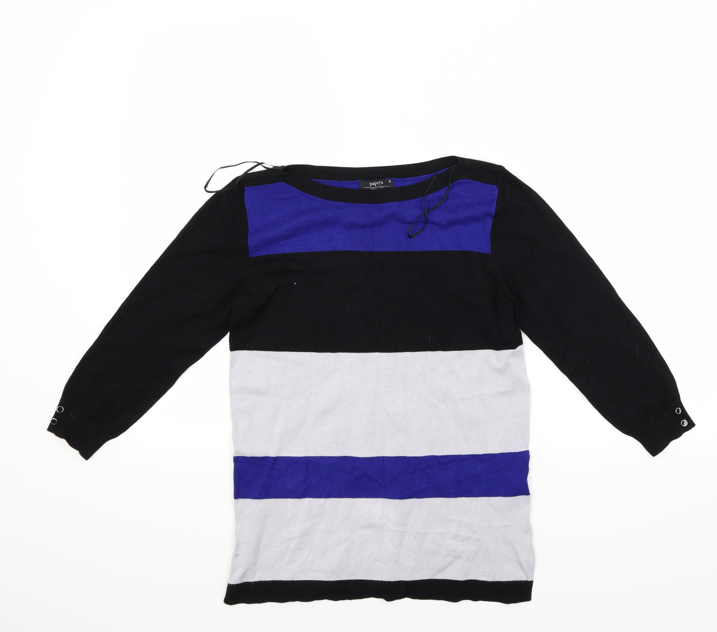 Papaya Womens Blue Striped  Pullover Jumper Size 8