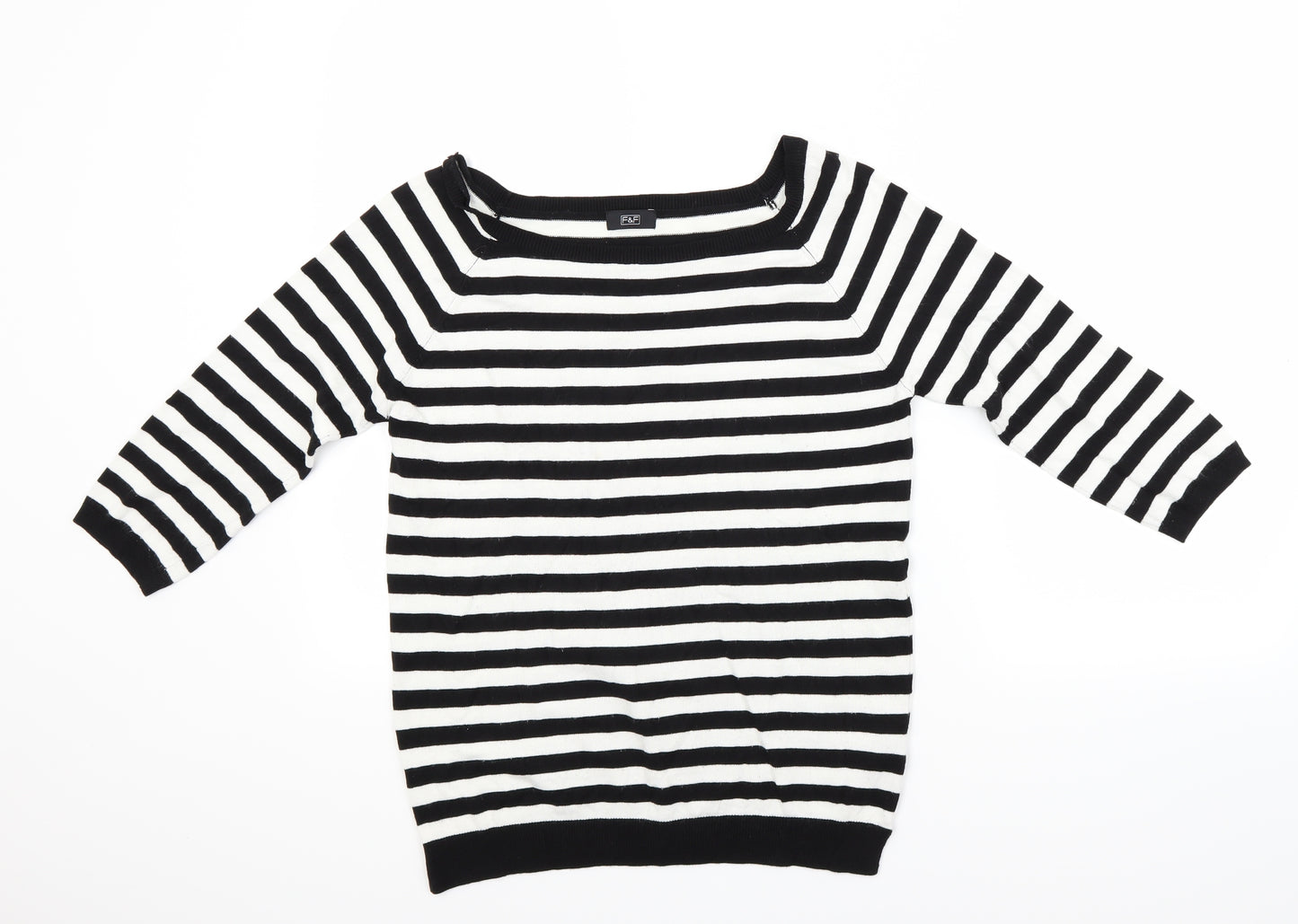 F&F Womens White Striped  Pullover Jumper Size 14