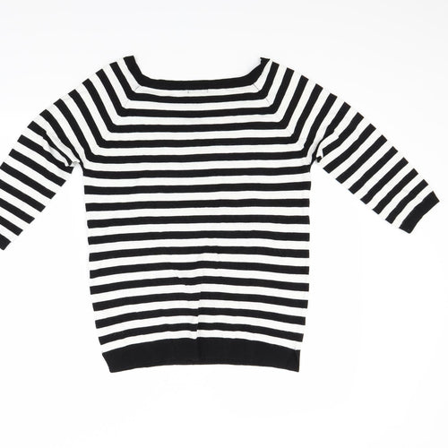 F&F Womens White Striped  Pullover Jumper Size 14