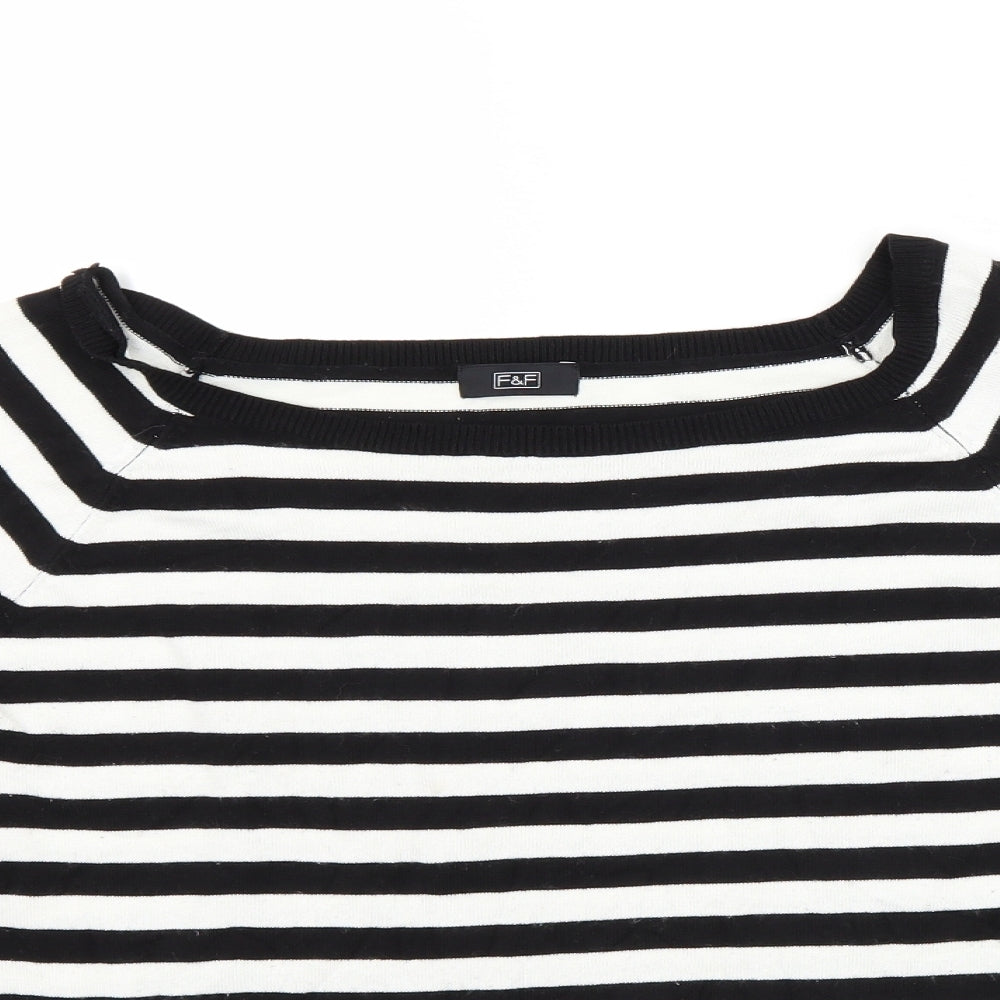 F&F Womens White Striped  Pullover Jumper Size 14