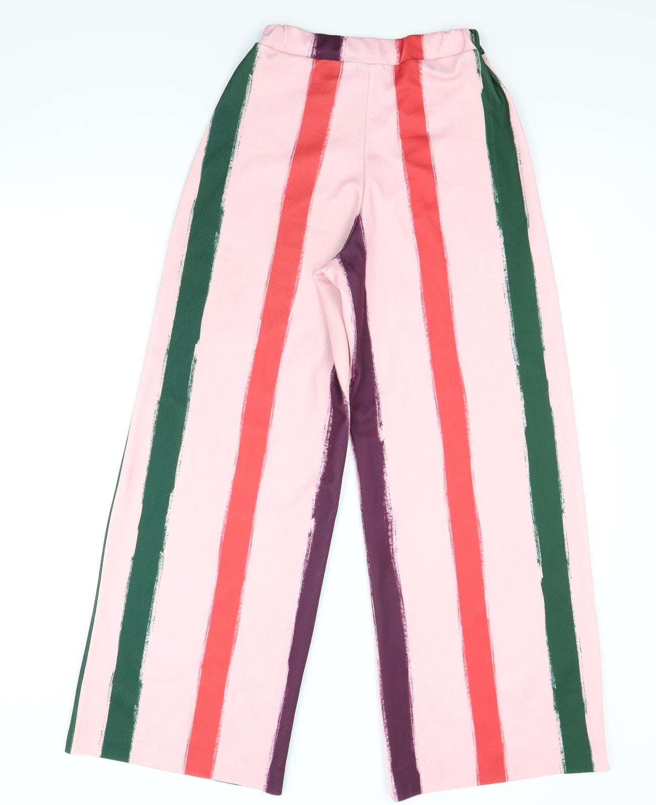 PRETTYLITTLETHING Womens Pink Striped  Trousers  Size 8 L27 in