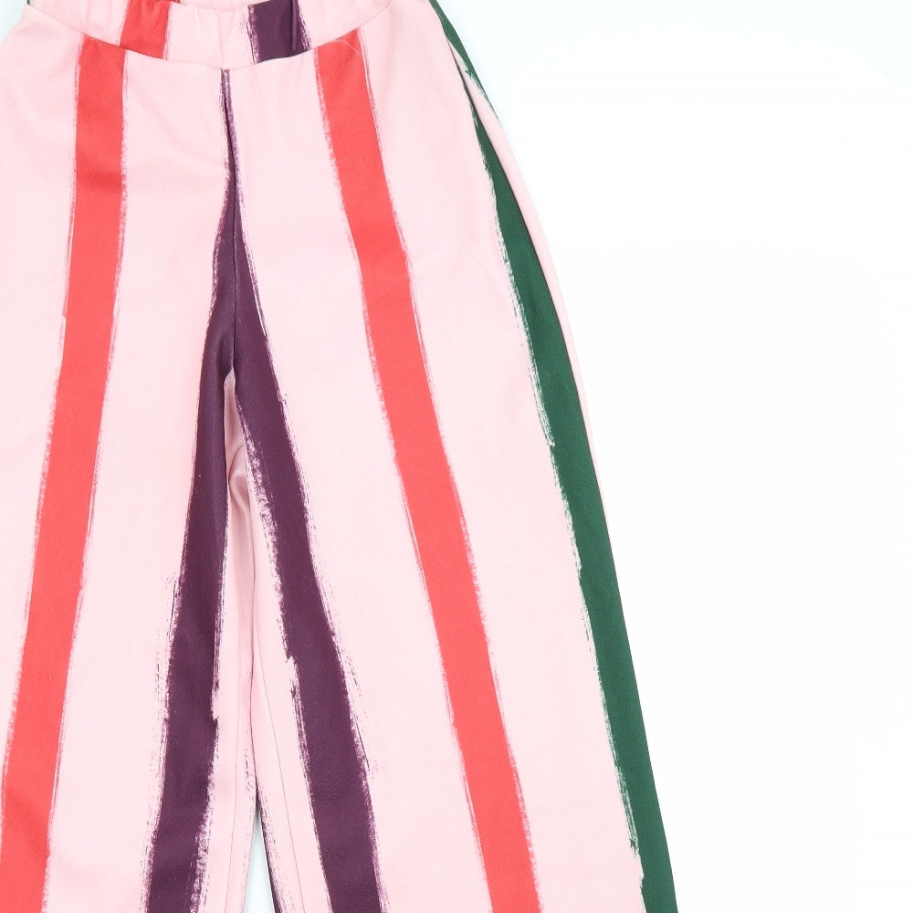 PRETTYLITTLETHING Womens Pink Striped  Trousers  Size 8 L27 in