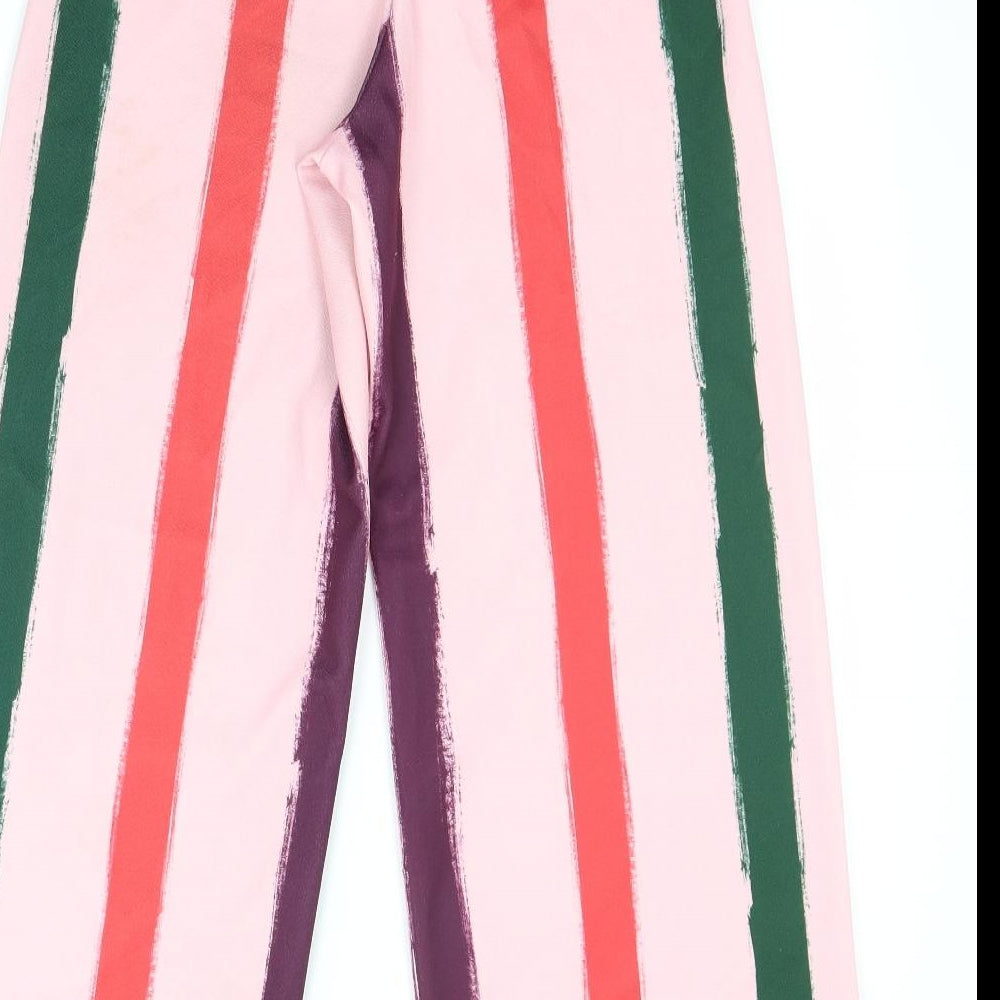 PRETTYLITTLETHING Womens Pink Striped  Trousers  Size 8 L27 in