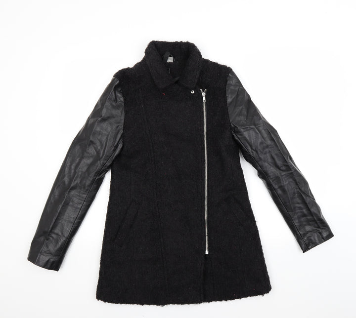 H&M Womens Black   Overcoat Coat Size 6