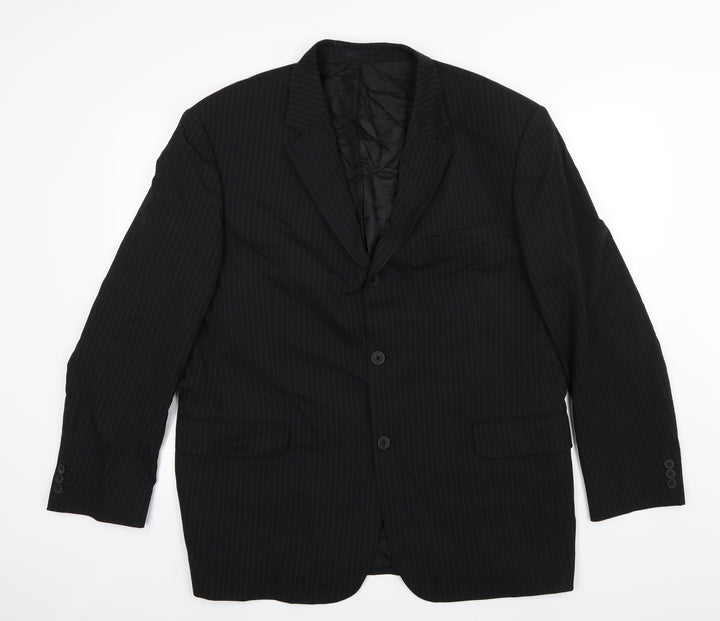 Weil Mens Black Striped  Jacket Suit Jacket Size 44