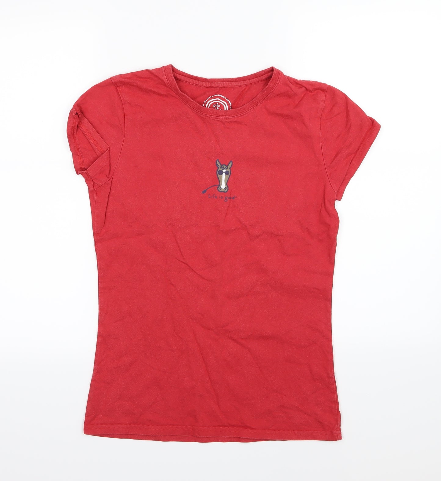 Life is Good Womens Red  Jersey Basic T-Shirt Size M