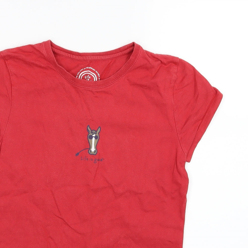 Life is Good Womens Red  Jersey Basic T-Shirt Size M