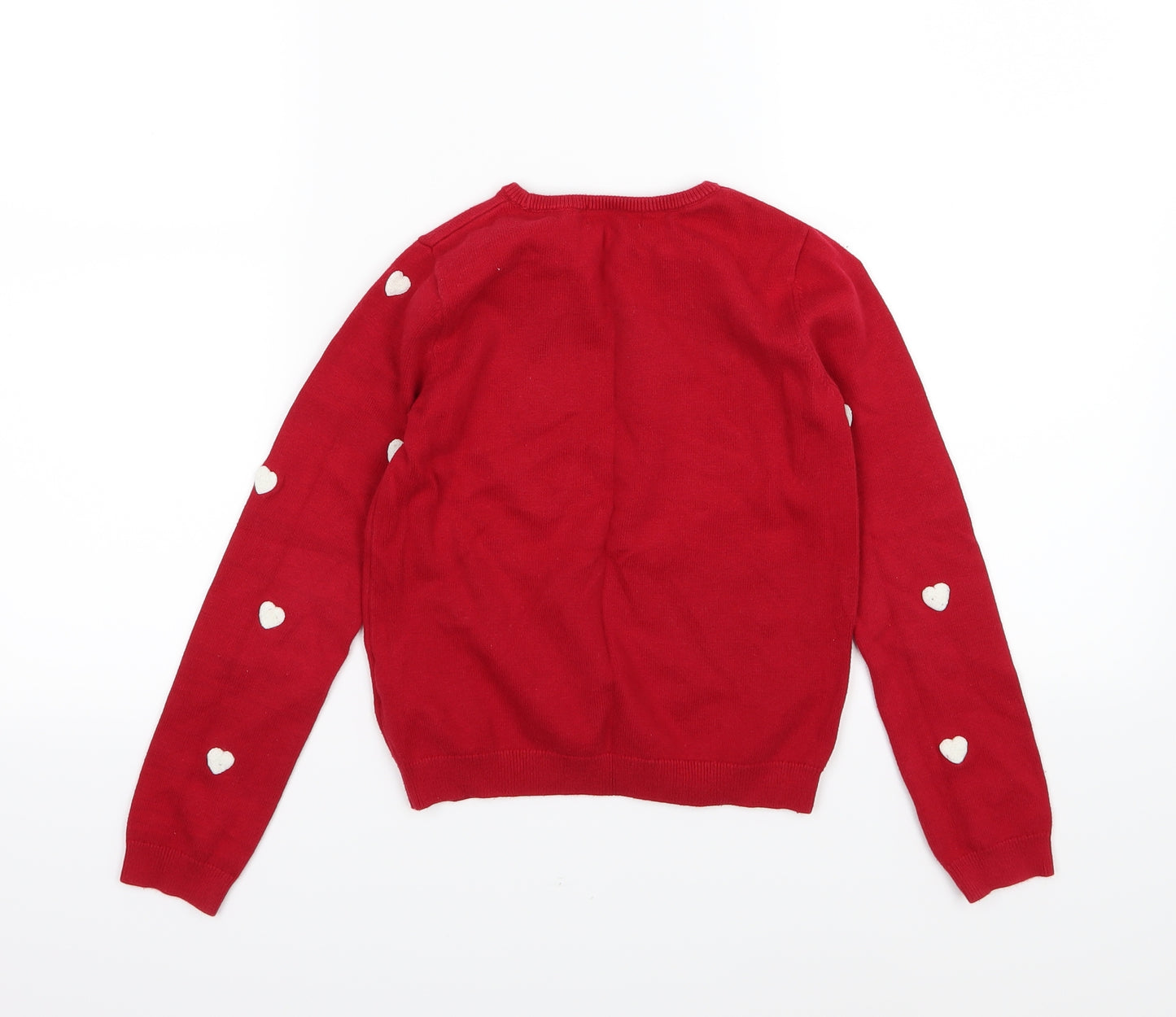 H&M Girls Red Polka Dot Knit Pullover Jumper Size 8-9 Years