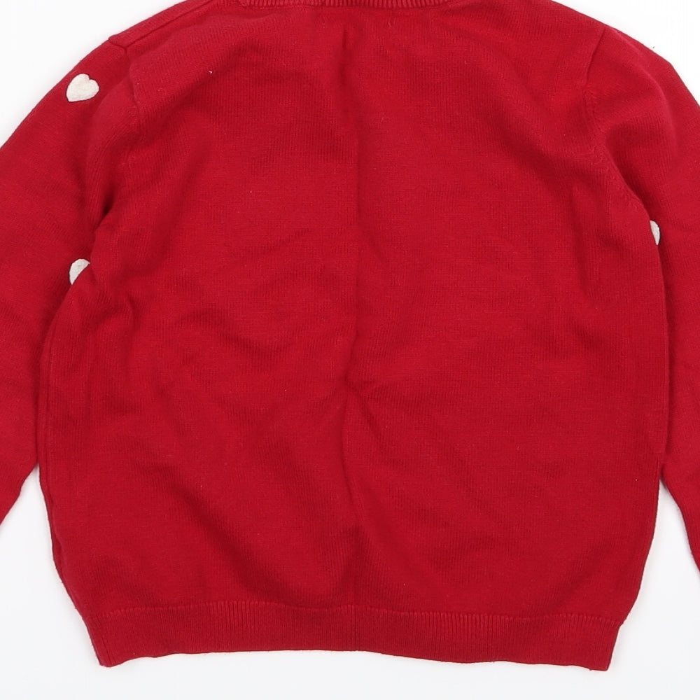 H&M Girls Red Polka Dot Knit Pullover Jumper Size 8-9 Years
