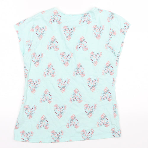 George Girls Blue Floral Jersey Basic T-Shirt Size 13-14 Years