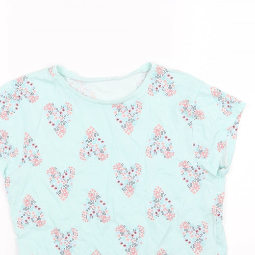 George Girls Blue Floral Jersey Basic T-Shirt Size 13-14 Years