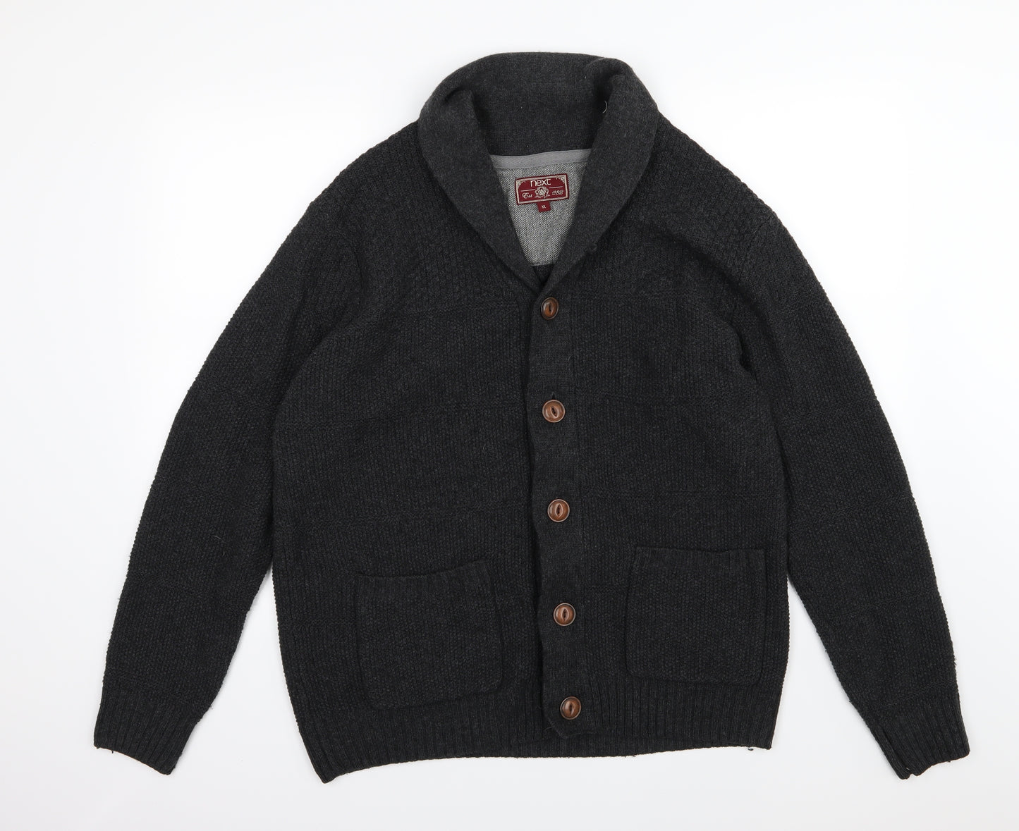 NEXT Mens Black  Knit Cardigan Jumper Size XL