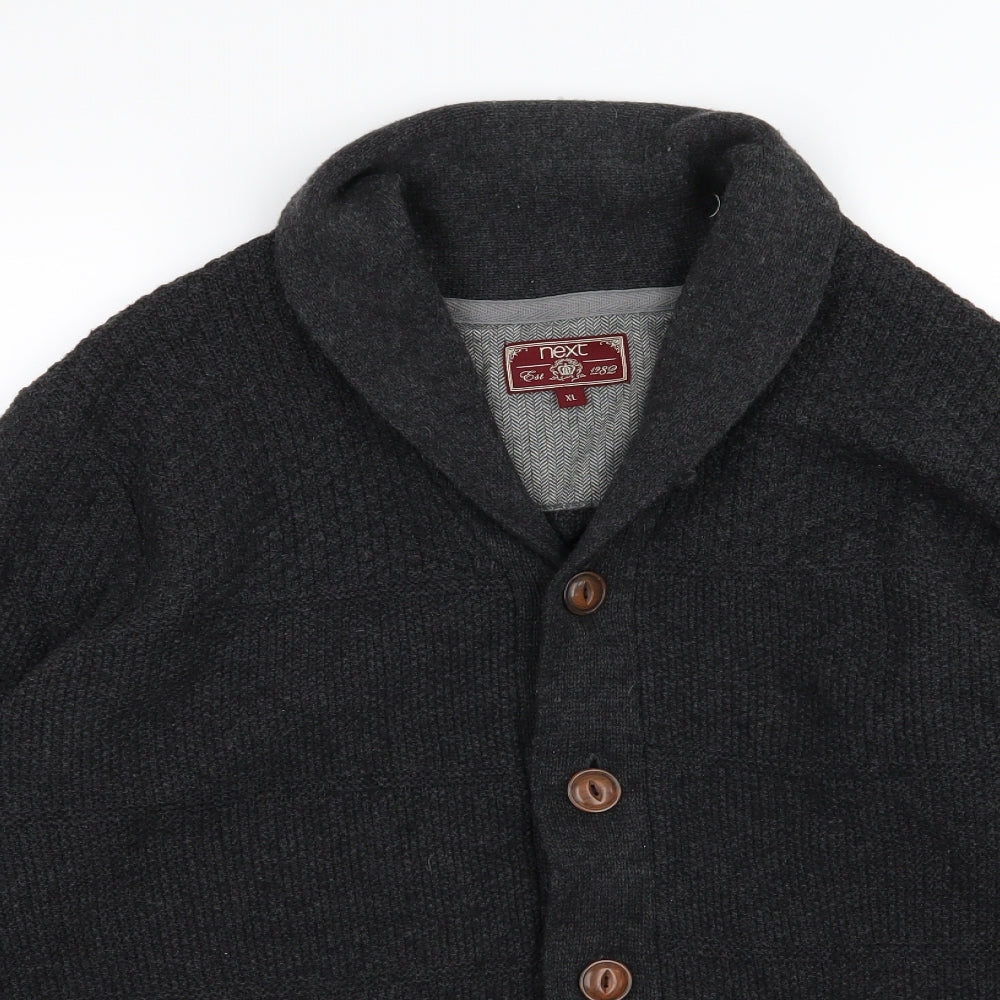 NEXT Mens Black  Knit Cardigan Jumper Size XL