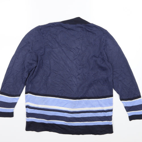 Marks and Spencer Womens Blue Striped Knit Cardigan Jumper Size 12