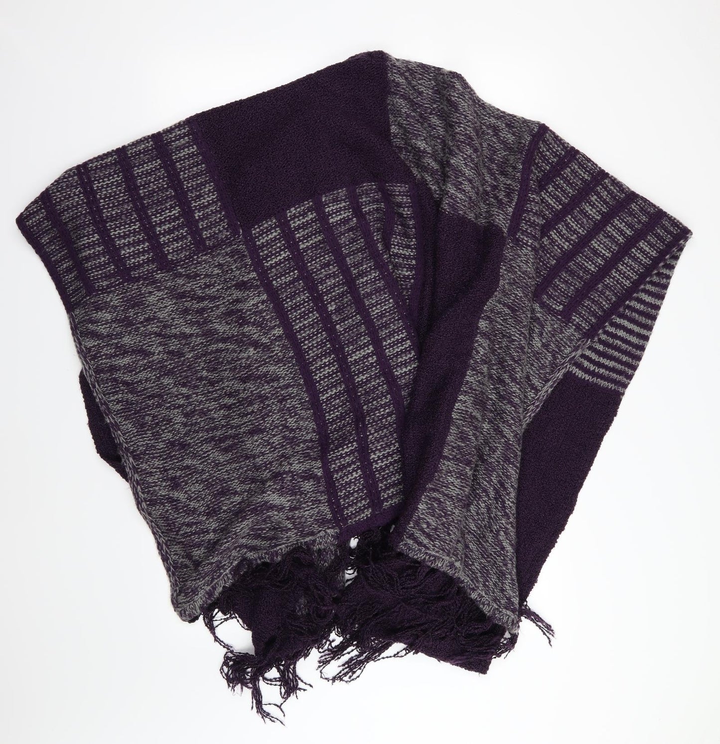 Aimee Womens Purple Striped Knit Jacket Poncho One Size