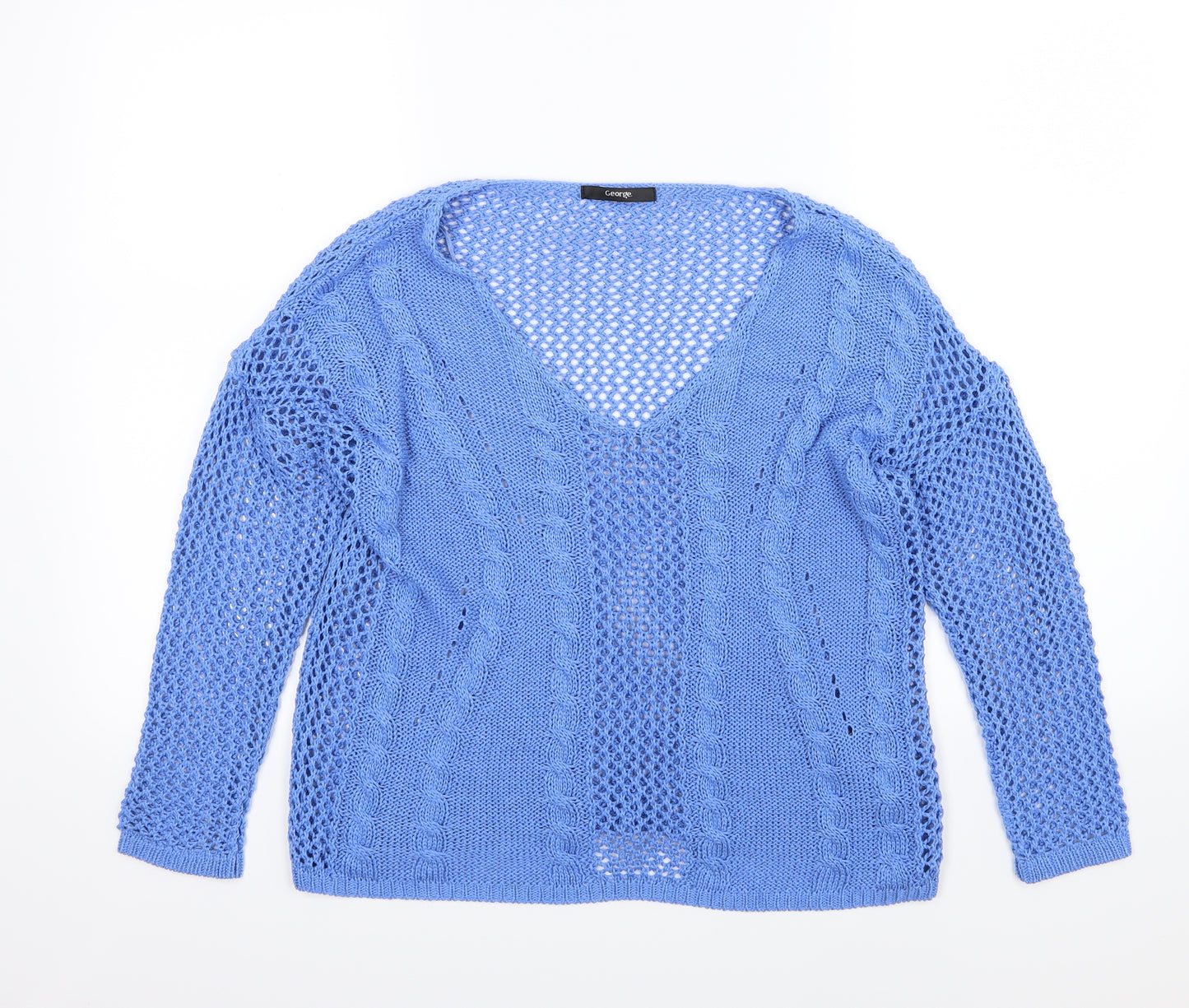 George Womens Blue  Knit Pullover Jumper Size 10