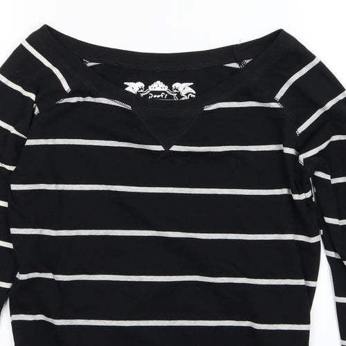 Poof Womens Black Striped Jersey Pullover Sweatshirt Size S