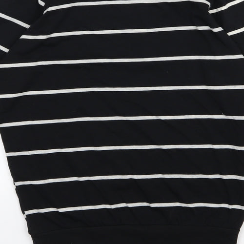 Poof Womens Black Striped Jersey Pullover Sweatshirt Size S