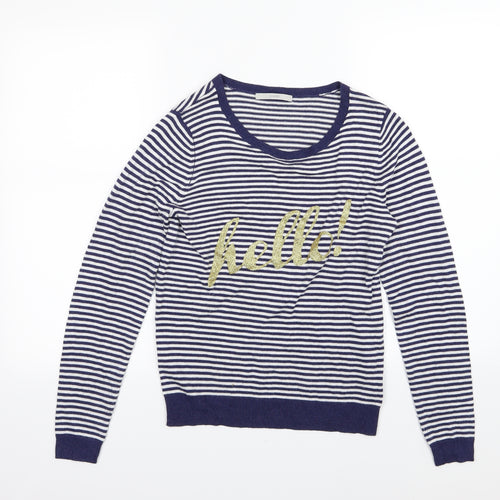 George Womens Blue Striped Knit Pullover Jumper Size 8  - Hello