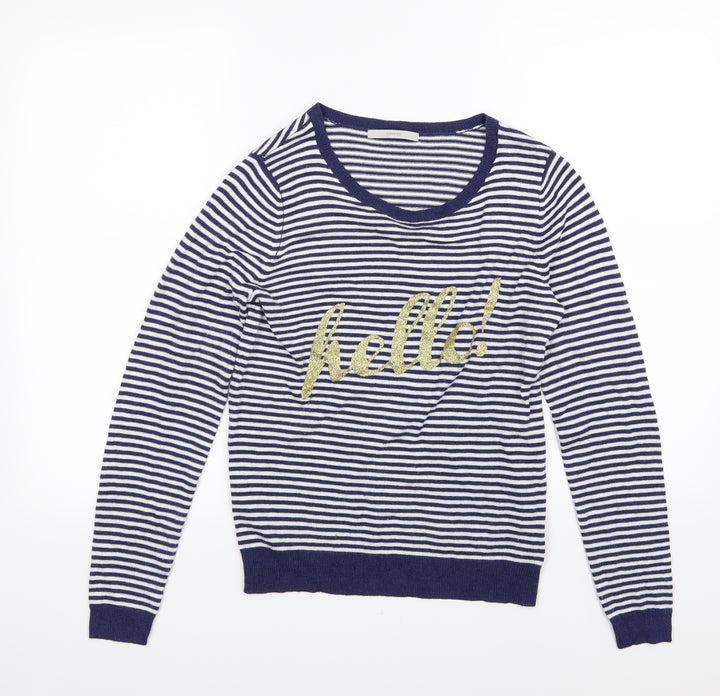 George Womens Blue Striped Knit Pullover Jumper Size 8  - Hello