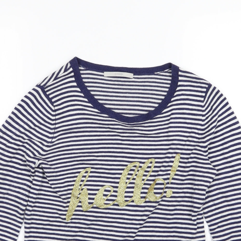 George Womens Blue Striped Knit Pullover Jumper Size 8  - Hello