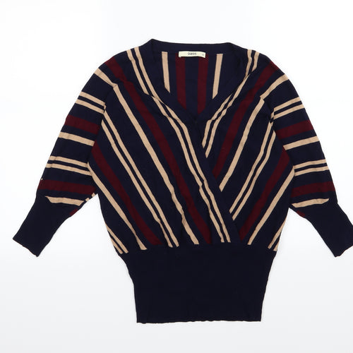 Oasis Womens Blue Striped Knit Pullover Jumper Size XS