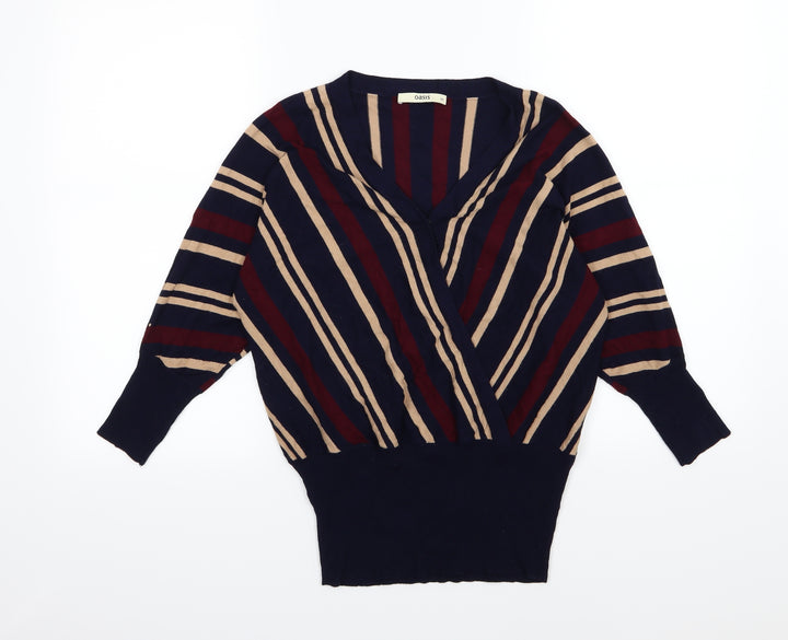 Oasis Womens Blue Striped Knit Pullover Jumper Size XS