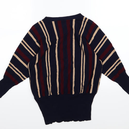Oasis Womens Blue Striped Knit Pullover Jumper Size XS