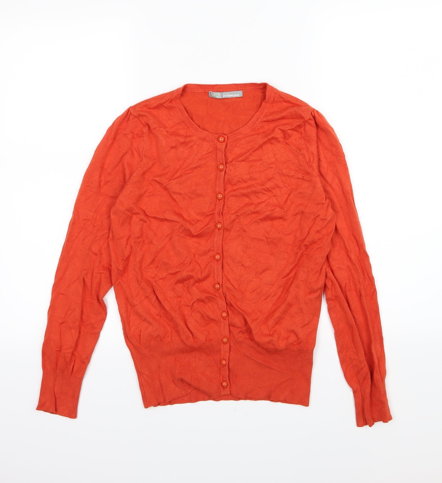 Marks and Spencer Womens Orange  Knit Cardigan Jumper Size 10