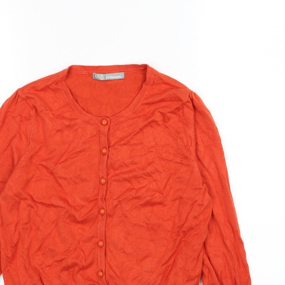 Marks and Spencer Womens Orange  Knit Cardigan Jumper Size 10