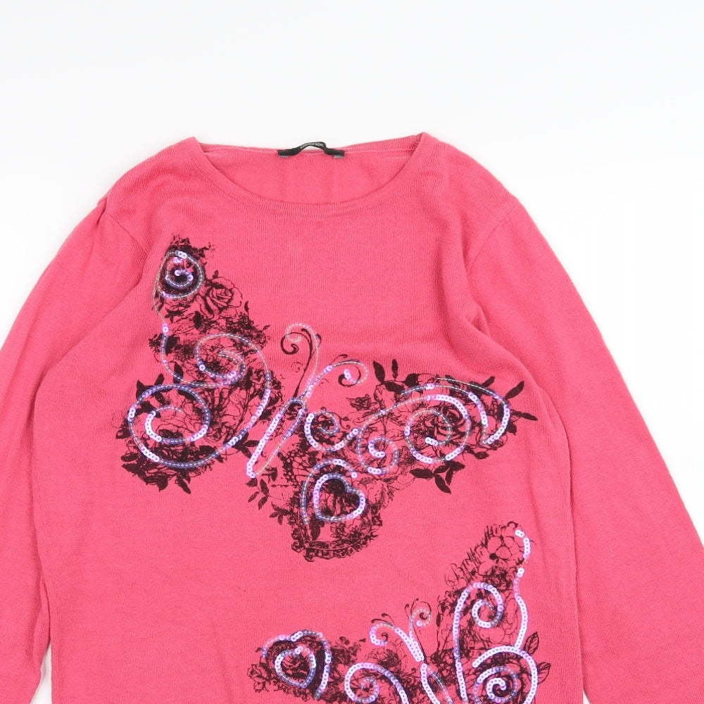 George Girls Pink Floral Knit Jumper Dress  Size 12-13 Years