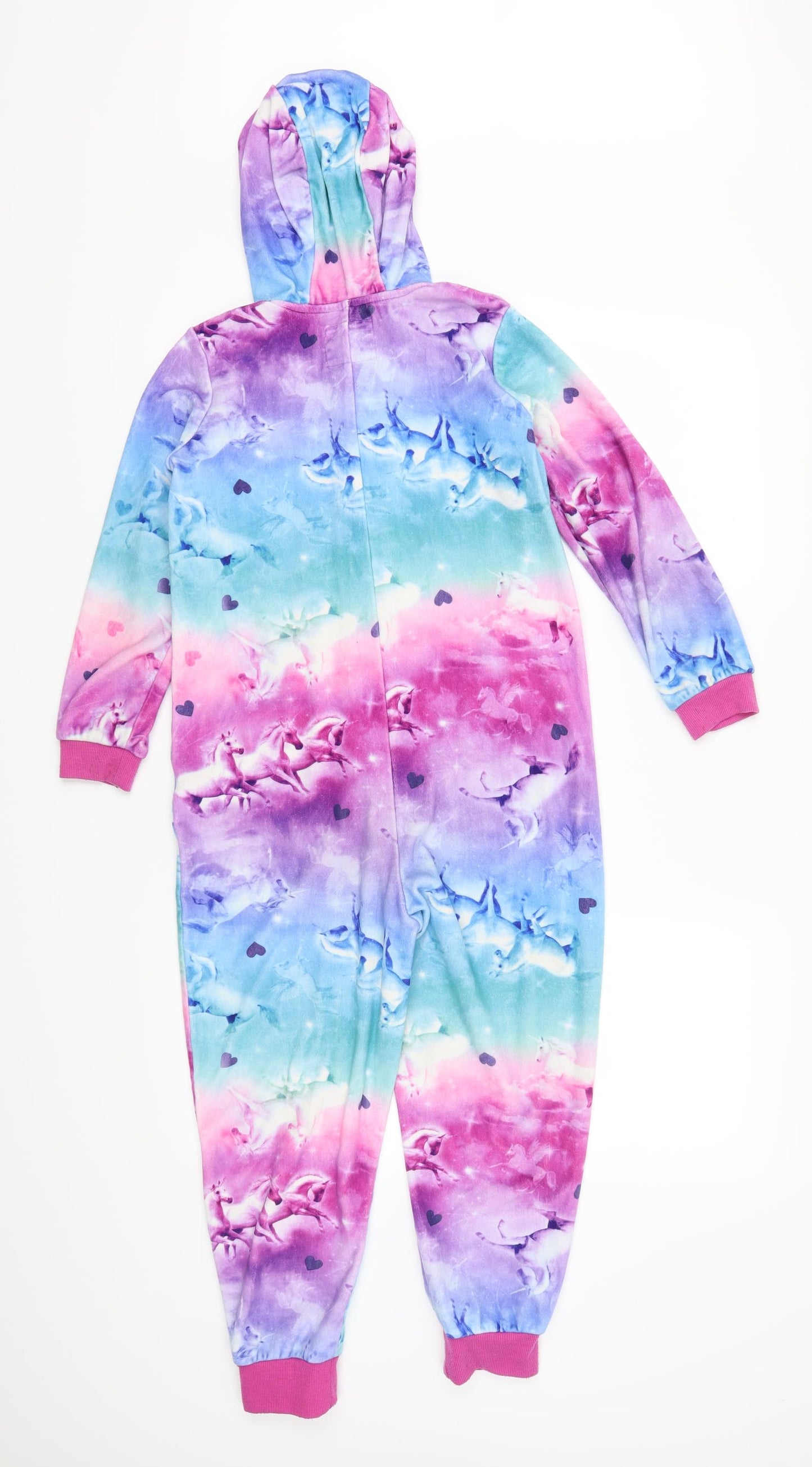 TU Girls Pink Animal Print  Top Bodysuit Size 8-9 Years  - Unicorn Love Hearts