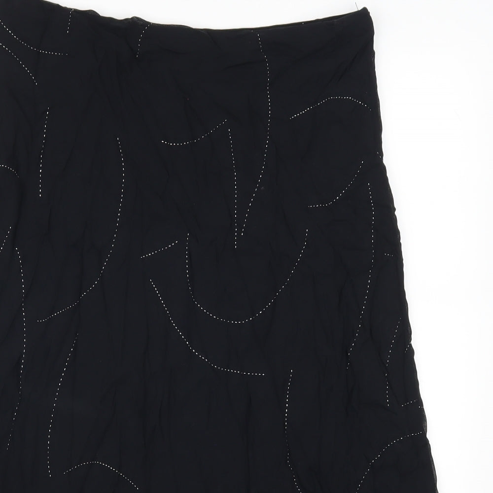 Marks and Spencer Womens Black   A-Line Skirt Size 18  - Abstract