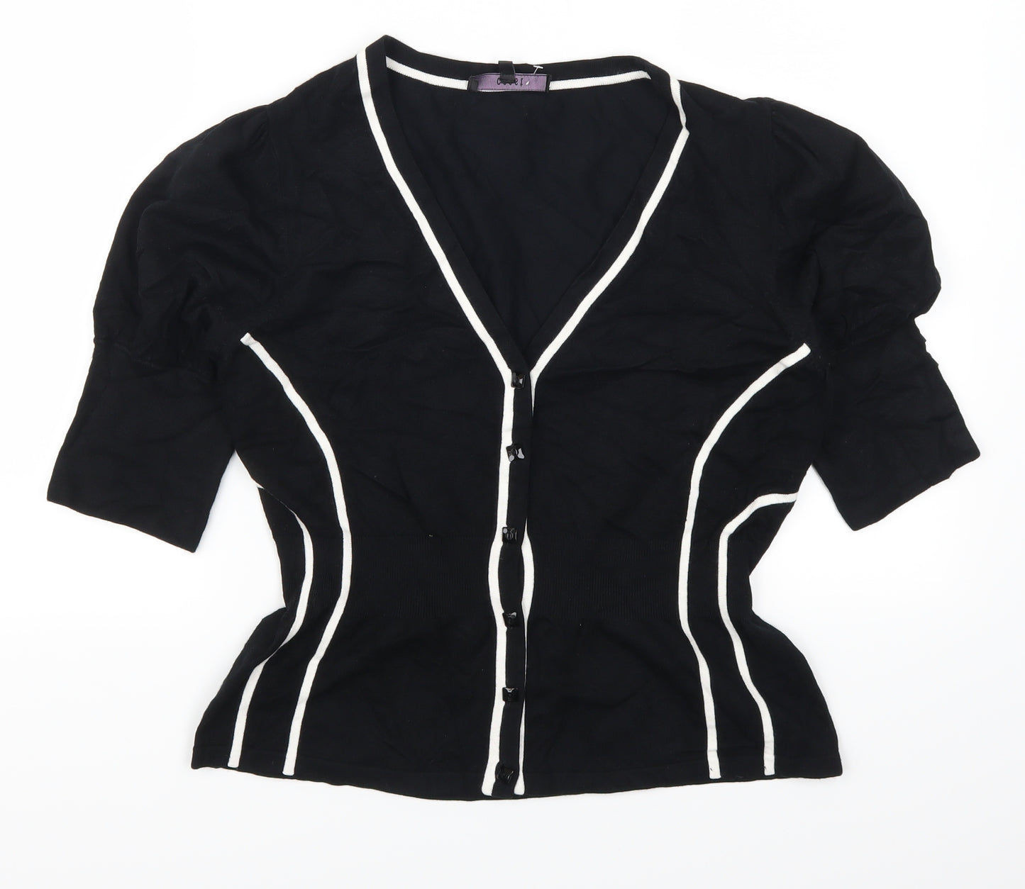 Coast Womens Black Striped  Cardigan Jumper Size 16