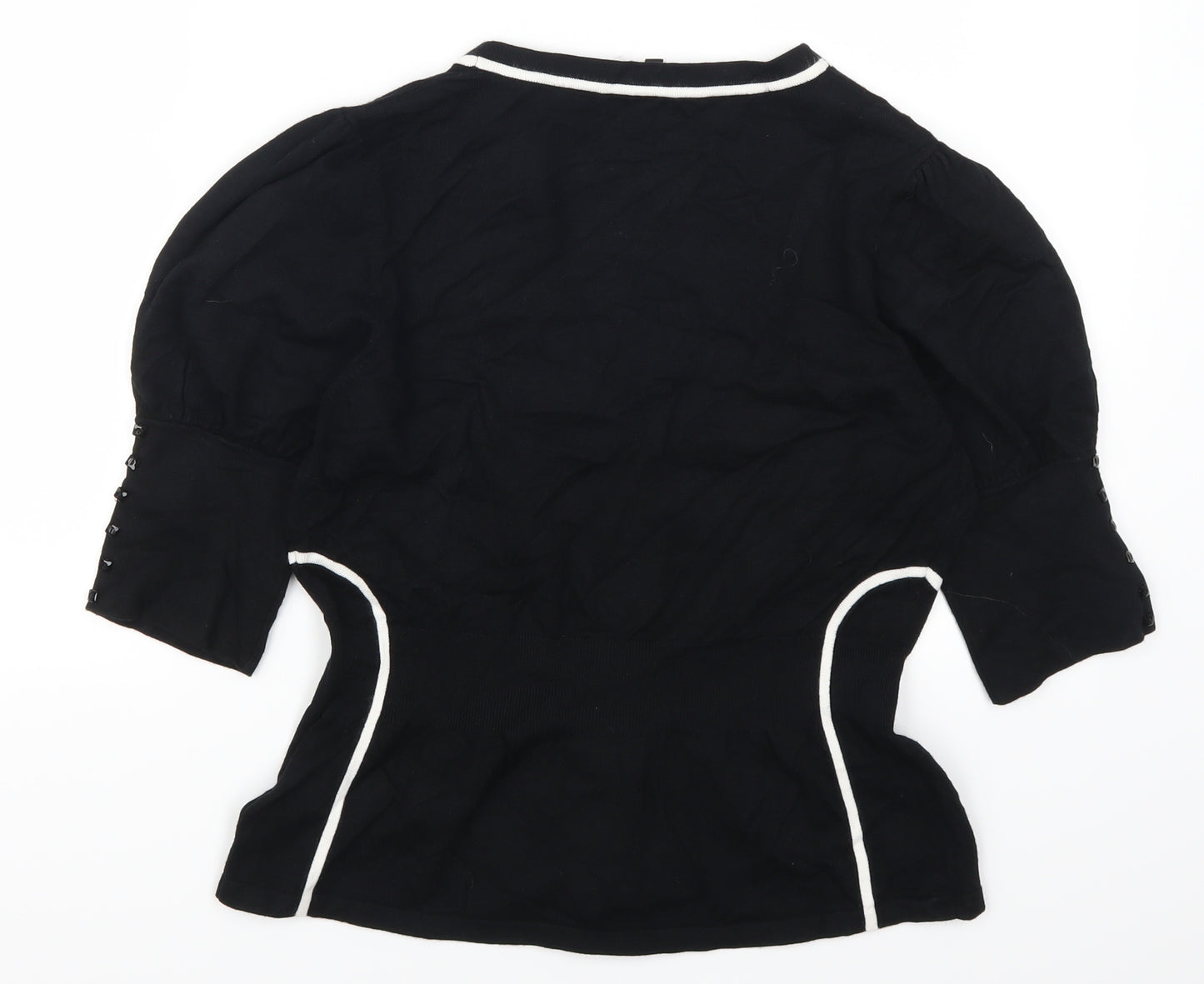 Coast Womens Black Striped  Cardigan Jumper Size 16