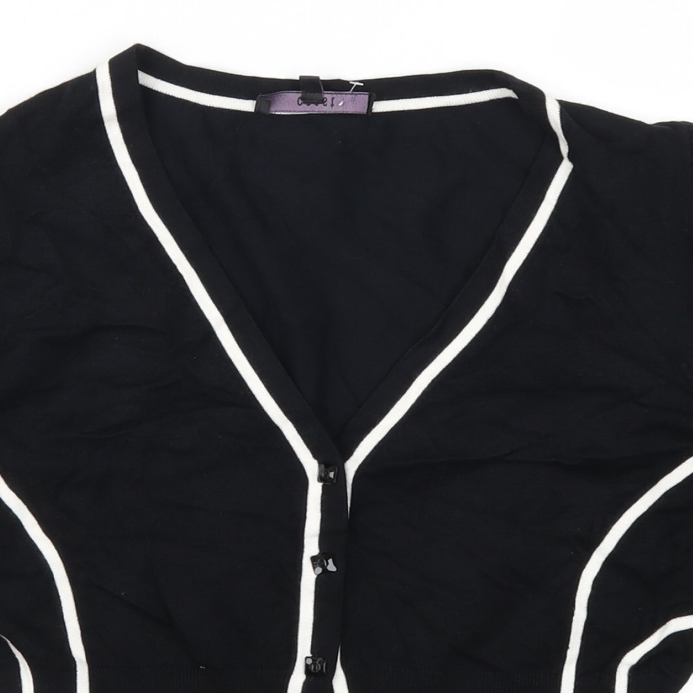 Coast Womens Black Striped  Cardigan Jumper Size 16
