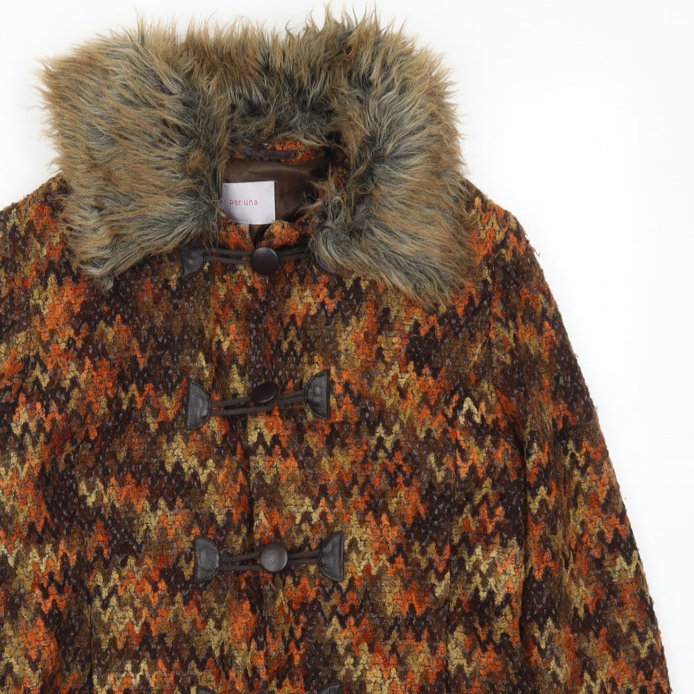 Per Una Womens Orange Geometric  Jacket Coat Size 12