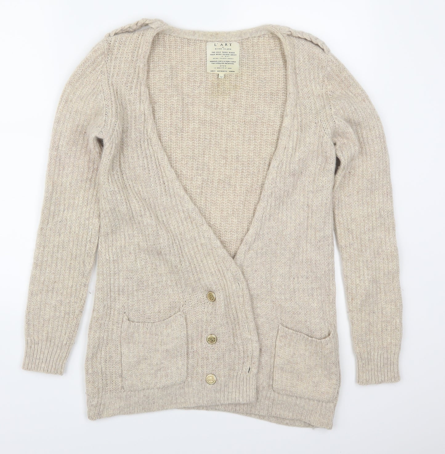 River Island Womens Beige   Cardigan Jumper Size 12