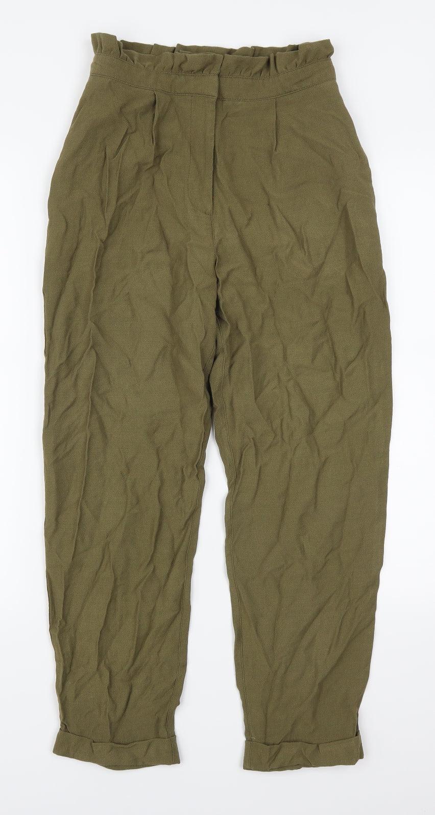 Topshop Womens Green   Sweatpants Trousers Size 6 L25 in - Paper Bag Waist