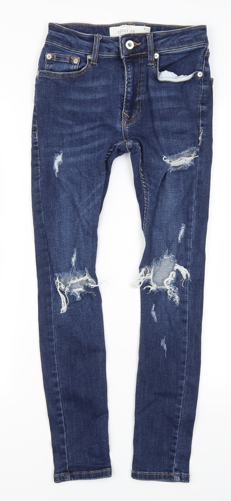 Topman Mens Blue  Denim Skinny Jeans Size 28 L30 in