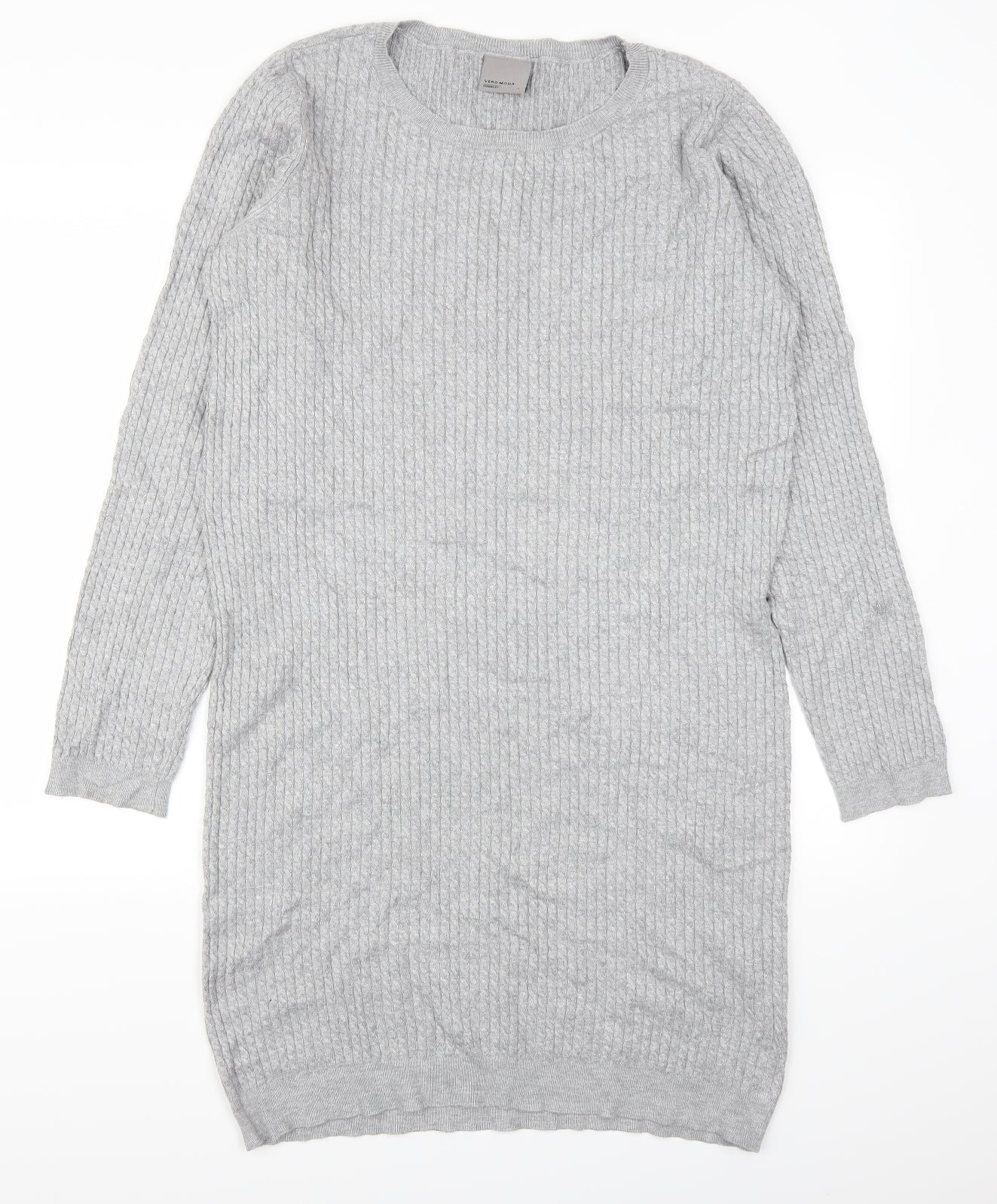 VERO MODA Womens Grey   Jumper Dress  Size L  - Cable Knit