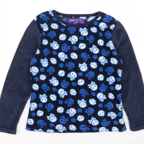 Snooze Time Boys Blue Geometric   Pyjama Top Size 9-10 Years  - Skulls
